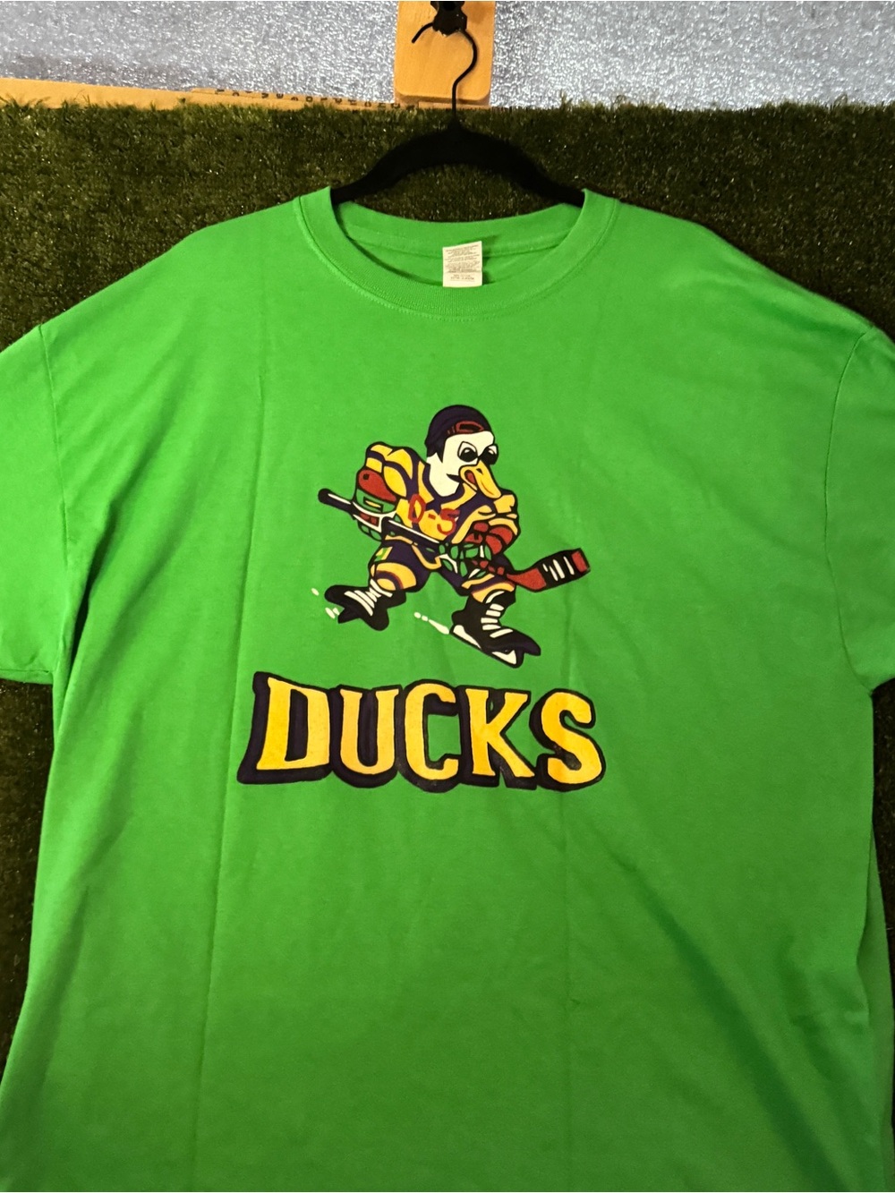 Gildan Bright Green Ducks Hockey Graphic Short Sleeve Tee